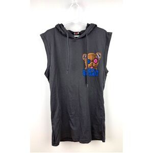 DMR Brand Kids Boys Gray Hooded Tank Top Teddy Bear Bright Sleeveless Shirt sz14